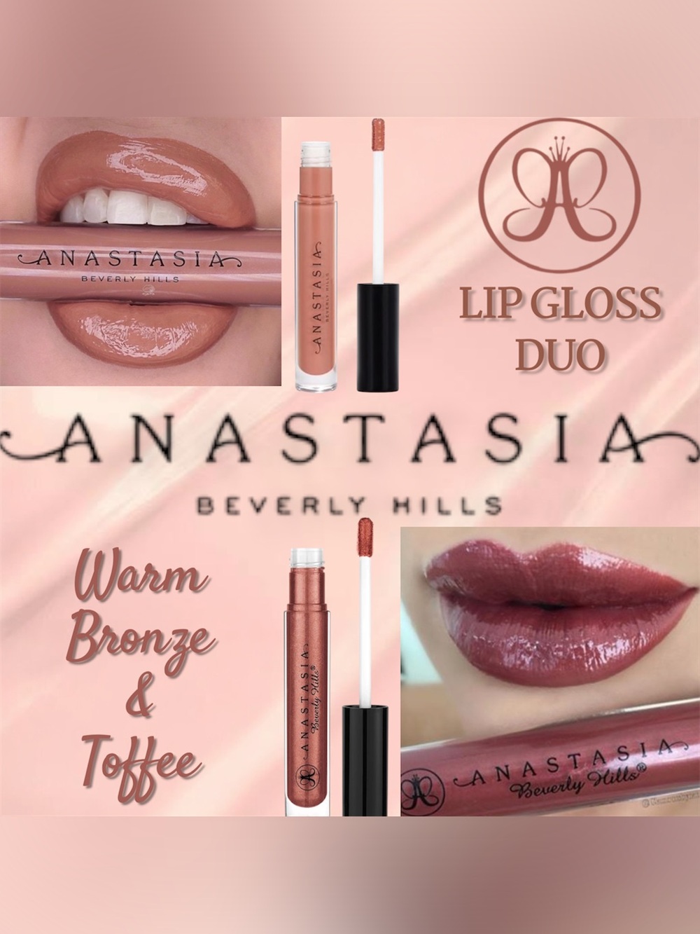 Anastasia Beverly Hills Lip Gloss Duo || Toffee & Warm Bronze | Brand New in Box
